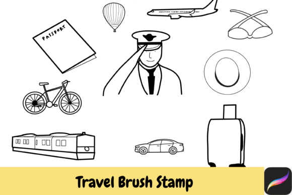 Download Travel Procreate Brush Stamps IPAD - Brush stamps Collection