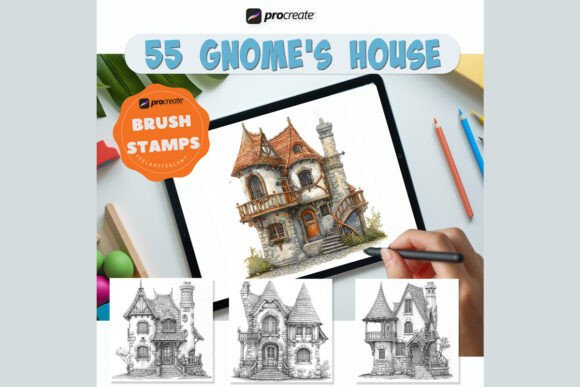 Download 55 Gnome's House Procreate Brush Stamps - Brush stamps Collection