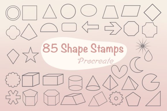Download 85 Shape 2D &amp; 3D Procreate Brush Stamps - Brush stamps Collection