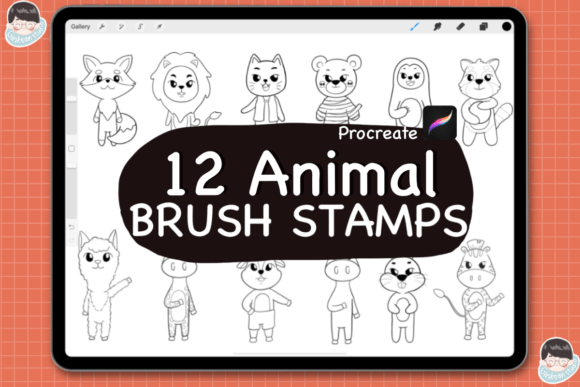 Download 12 Animal Procreate Brush Stamps,Doodle - Brush stamps Collection