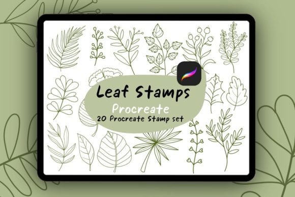 Download 20 Leaf Brush Stamps Procreate - Brush stamps Collection