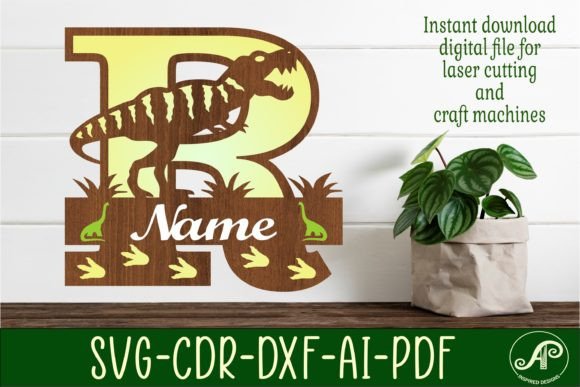 Download T Rex Monogram Capital Letter R SVG File - Capital letter Collection