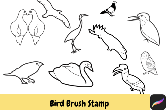 Download Bird Animal Hand Drawn Brush Stamps IPAD - Brush stamps Collection