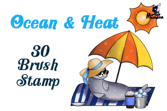 Download 30 Ocean &amp; Hot Weather Brush Stamps - Brush stamps Collection