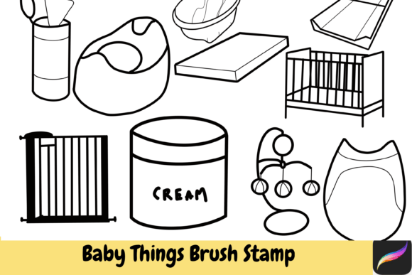 Download Baby Things Brush Stamps Procreate IPAD - Brush stamps Collection