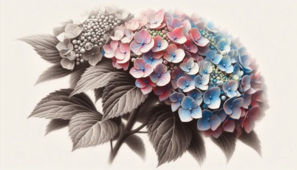 Download A Charcoal Piece of a Hydrangea Bush in - Premium Bundle