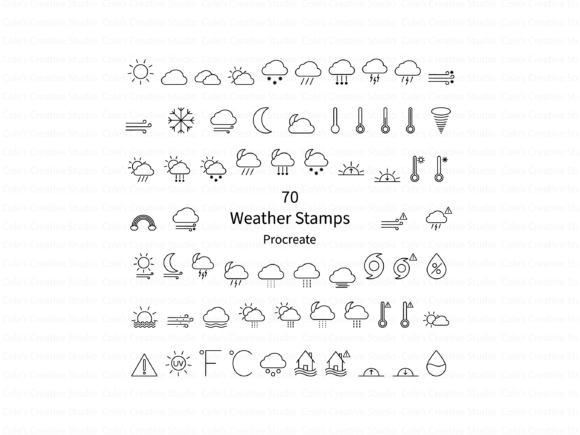 Download 70 Weather Symbol Procreate Brush Stamps - Brush stamps Collection