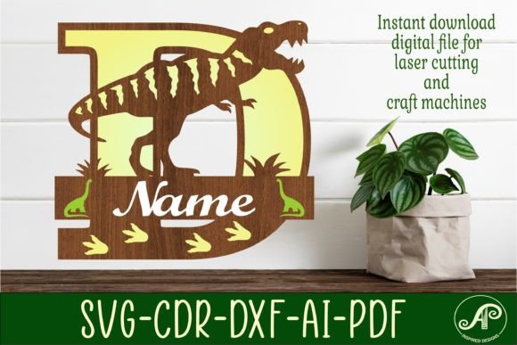Download T Rex Monogram Capital Letter D SVG File - Capital letter Collection