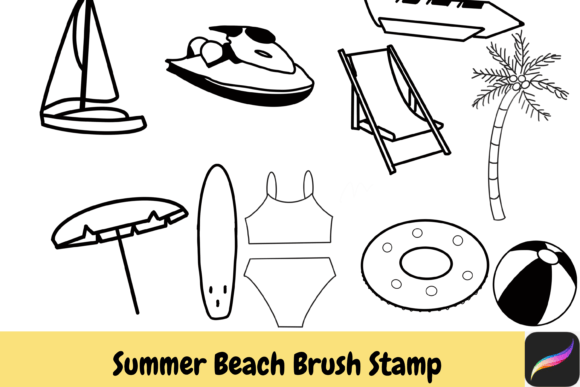 Download Beach Summer Procreate Brush Stamps IPAD - Brush stamps Collection