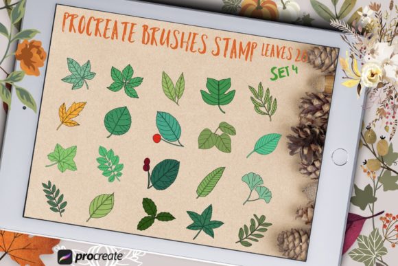 Download Procreate Brushes Stamp Leaves Set 4 - Premium Resources